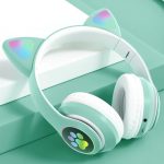 Cute Cat Wireless Headphones RGB Cute Cat Ears Headset With Microphone Noise Cancelling Kid Stereo Music Children's Gifts