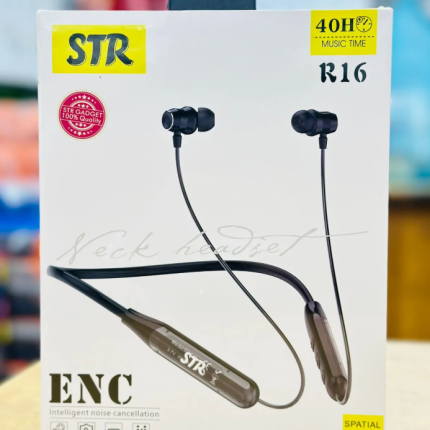 STR R16 Neckband Wireless Headset – Bluetooth 5.0, Long Battery Life & Sweat-Proof Design Bluetooth headphon